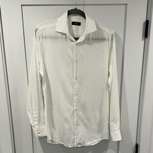 Theory Men’s White Dress Shirt – Slim Fit, Button Up, Business, Formal, Classic